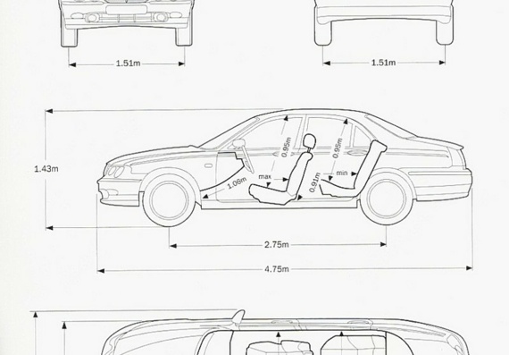 Rover 75 (1999) (Ровер 75 (1999)) - чертежи (рисунки) автомобиля